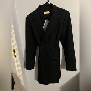 Elegant Black Double-Breasted Blazer Dress